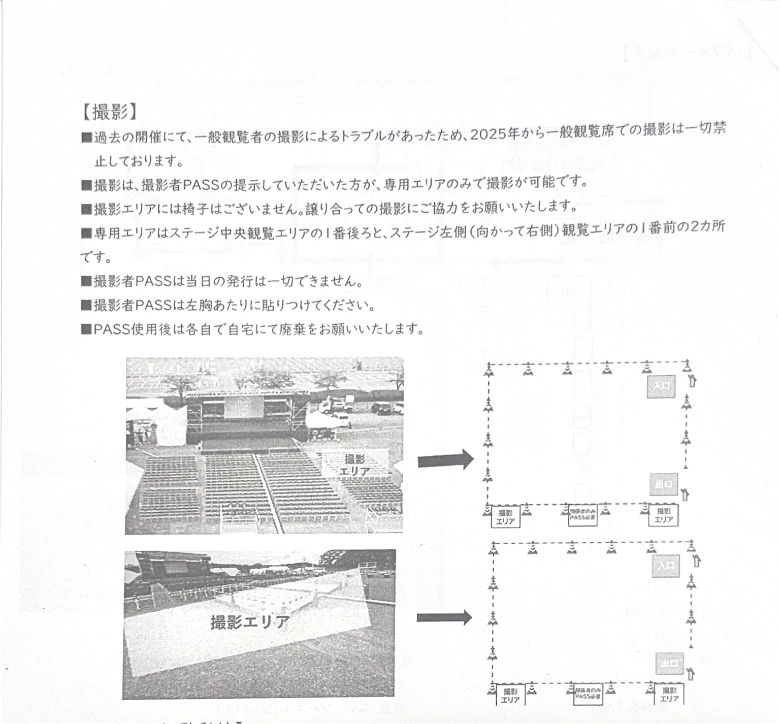 撮影エリアのルール案内図